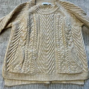 525 American beige and white marled chunky sweater